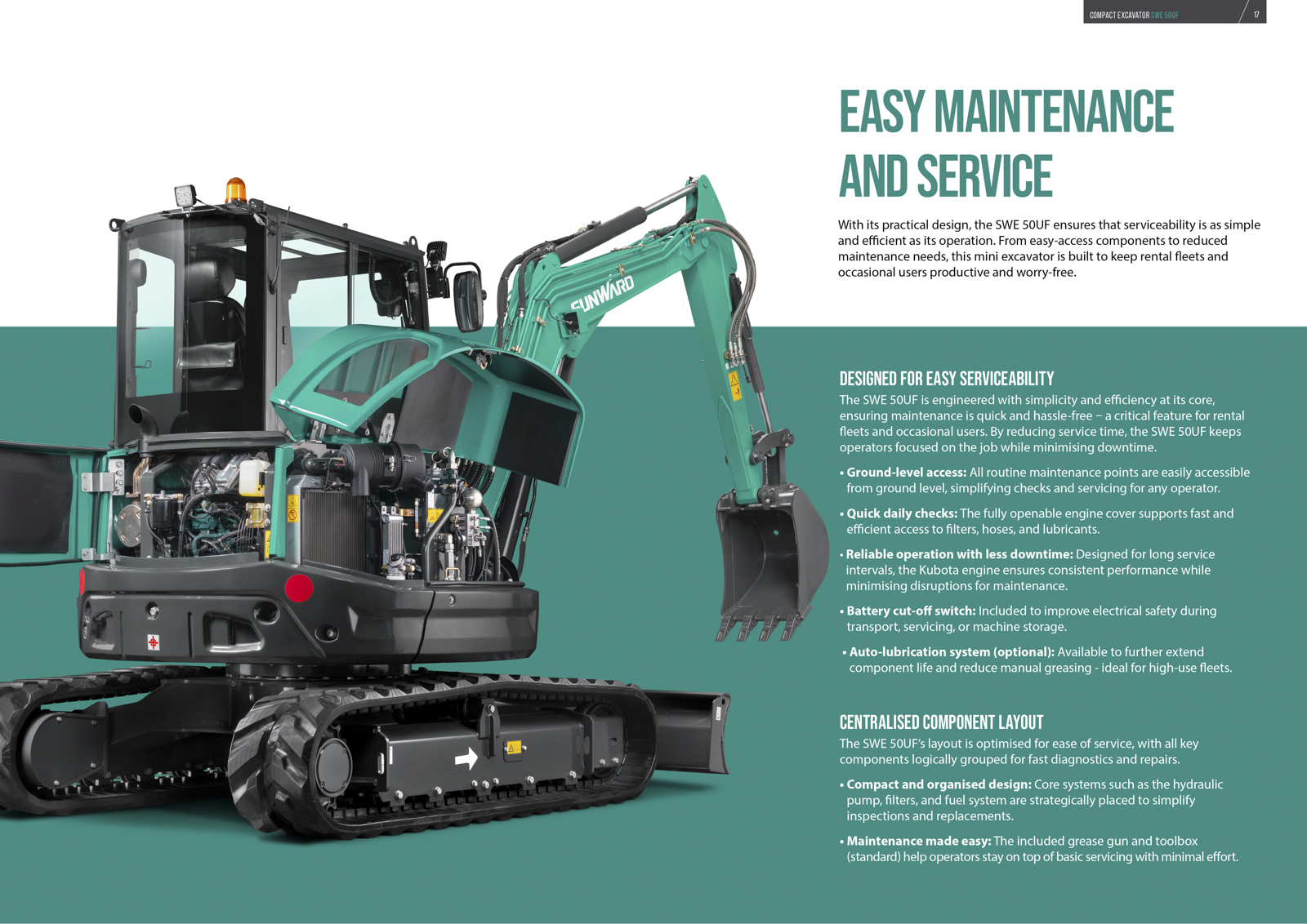 Sunward construction equipment studio photography